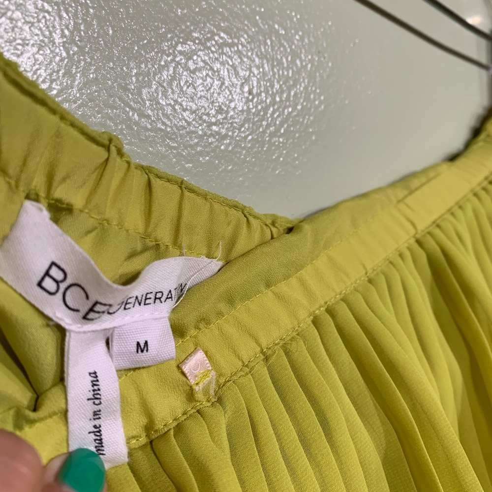 Bcbgeneration Ruffled Strapless Yellow Green - image 5